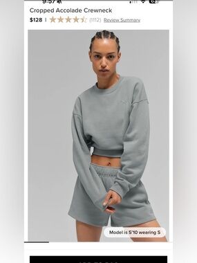 Alo Accolade Cropped Sweatshirt - Lunar Grey